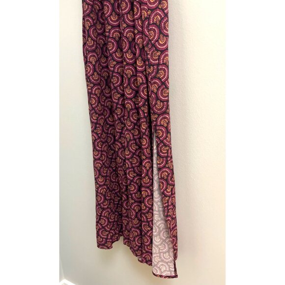 Marine Layer Emlyn Midi Wrap Dress Fan Block Print Large Purple Pink -L - Picture 7 of 11